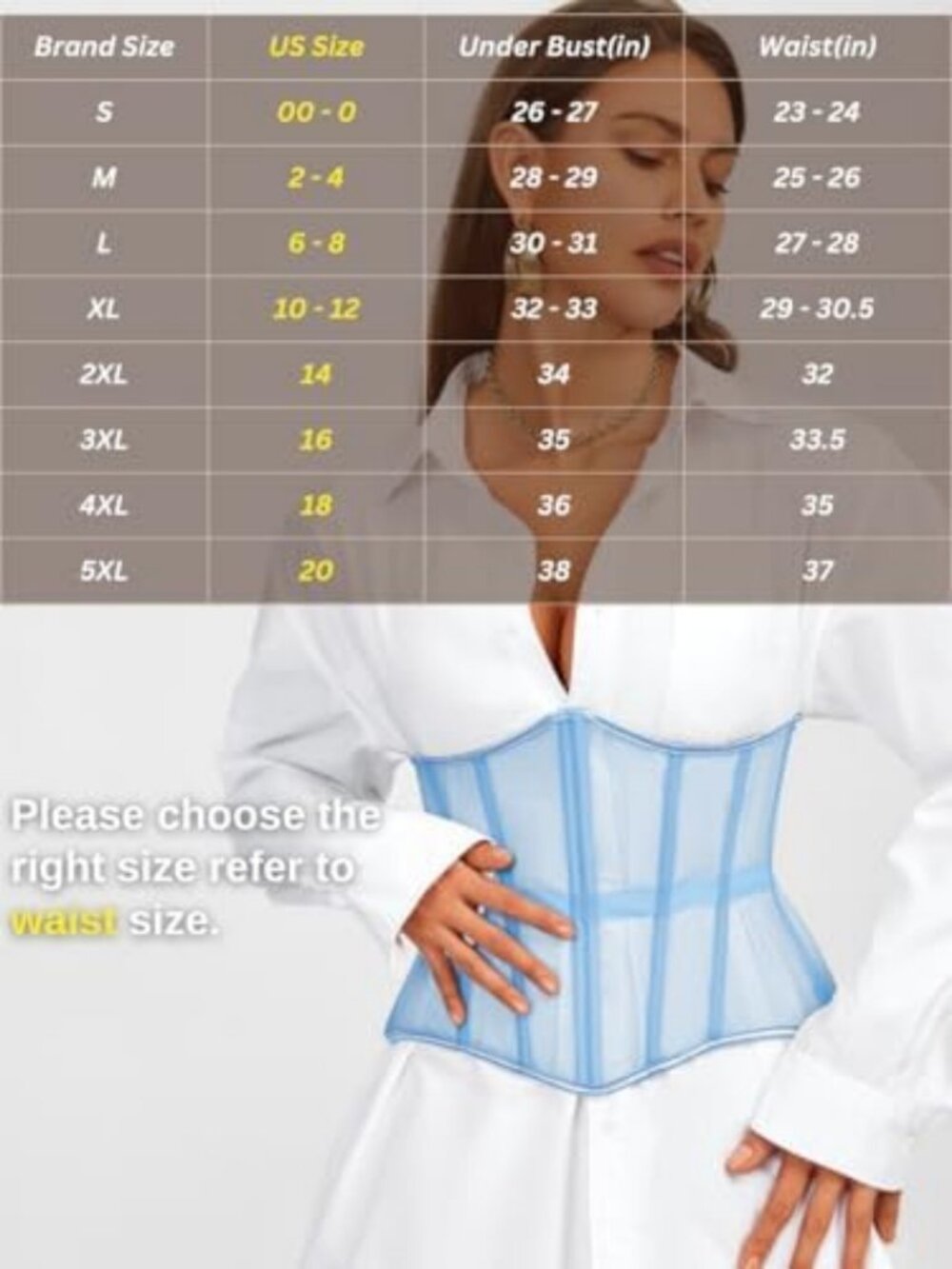 Stylish Underbust Corset Belt, Lace-Up Boned Waist Cincher, Perfect Shapewear - Picture 6 of 7